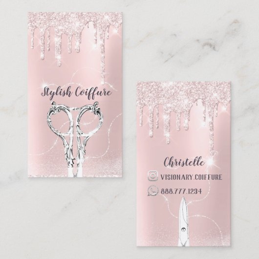 Roze flankerende flankerende roze schijven Glitter Visitekaartje (Voorkant / Achterkant)