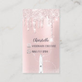 Roze flankerende flankerende roze schijven Glitter Visitekaartje (Achterkant)