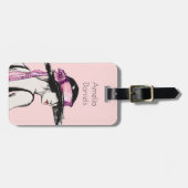 Roze Flapper Meisje Gepersonaliseerd Bagagelabel (Voorkant horizontaal)