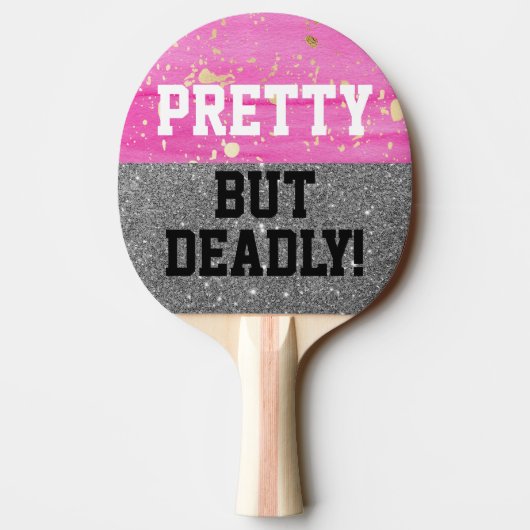 Roze flauw, maar dodelijk pingpendad tafeltennisbatje (Achterkant)