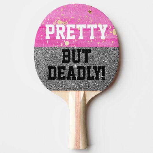 Roze flauw,  maar dodelijk pingpendad tafeltennisbatje (Voorkant)