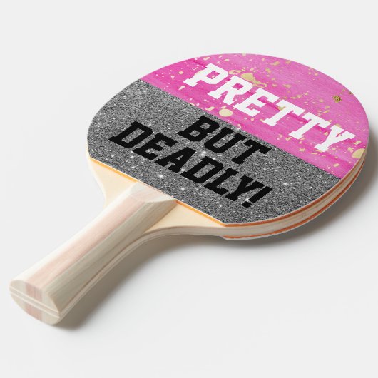 Roze flauw, maar dodelijk pingpendad tafeltennisbatje (Voorkant Gekanteld)