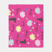 Roze fleece deken bloemige wellness deken (Voorkant)