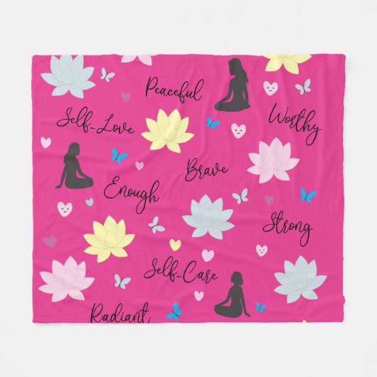 Roze fleece deken bloemige wellness deken (Voorkant (Horizontaal))