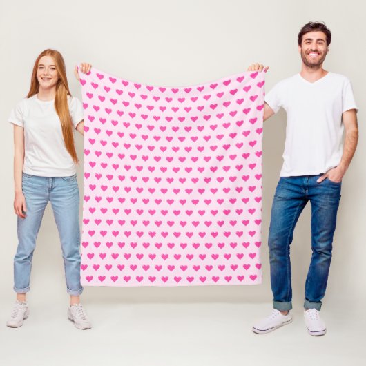 Roze Fleece Deken met Harten (In situ)