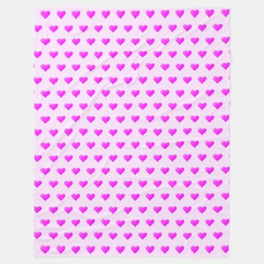 Roze fleece deken met hartjes of kies voor kleur (Voorkant)