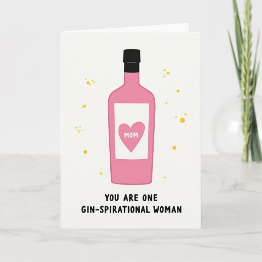 Roze Fles Moederdag Liefde Kaart (Voorkant)
