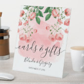  roze flesjes voor botanische bruiloft reclamebord met voetstuk (Insitu)