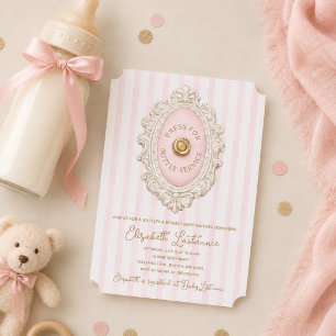 Roze Flessen en Brunch Baby Shower Uitnodiging