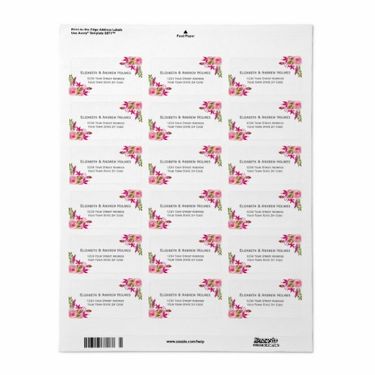 Roze flessenetiket voor het bruiloft etiket (Full Sheet)