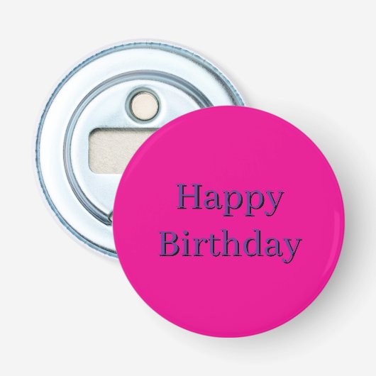 Roze Flessenopener - Gefeliciteerd Button Flesopener (Voorkant)