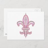 Roze Fleur de Lis Briefkaart (Voorkant / Achterkant)