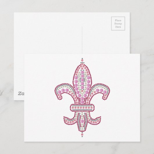 Roze Fleur de Lis Briefkaart (Voorkant / Achterkant)