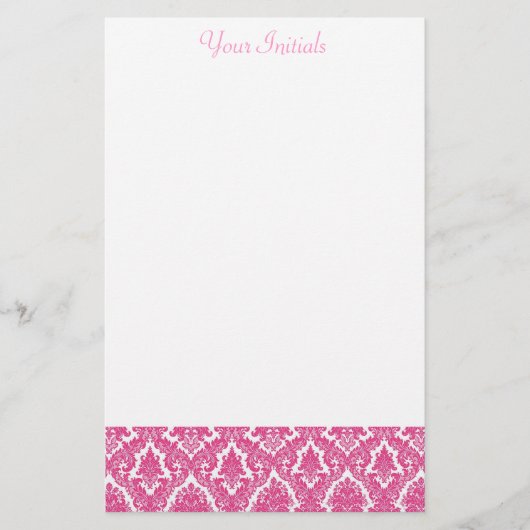 Roze Fleur De Lis Briefpapier (Voorkant)