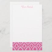 Roze Fleur De Lis Briefpapier (Voorkant / Achterkant)