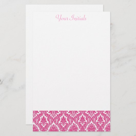 Roze Fleur De Lis Briefpapier (Voorkant / Achterkant)