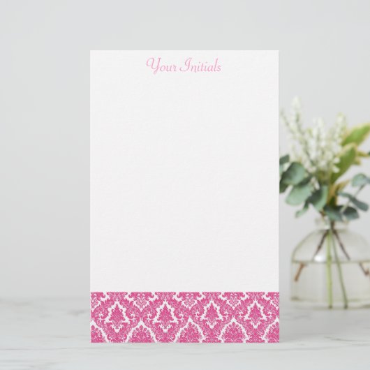 Roze Fleur De Lis Briefpapier (Staand voorkant)