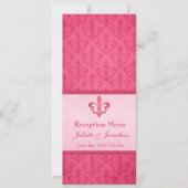 Roze Fleur De Lis bruiloft receptie diner menu Kaart (Voorkant)