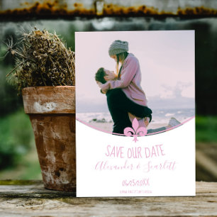 Roze Fleur de Lis Foto slaat de datum aankondiging