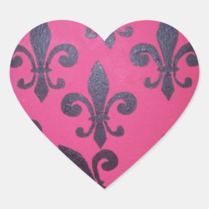 Roze Fleur De Lis Hart Sticker