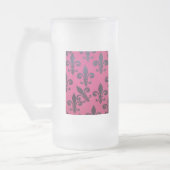 Roze Fleur De Lis Matglas Bierpul (Links)