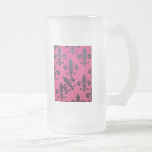 Roze Fleur De Lis Matglas Bierpul (Rechts)