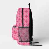 Roze Fleur-de-lis ontwerp op roze Bedrukte Rugzak (Rechts)
