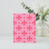 Roze Fleur-de-lis-patroonontwerp  Briefkaart (Staand voorkant)