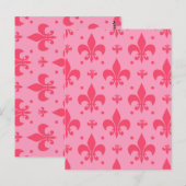 Roze Fleur-de-lis-patroonontwerp  Briefkaart (Voorkant / Achterkant)