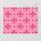 Roze Fleur-de-lis-patroonontwerp  Briefkaart (Achterkant)