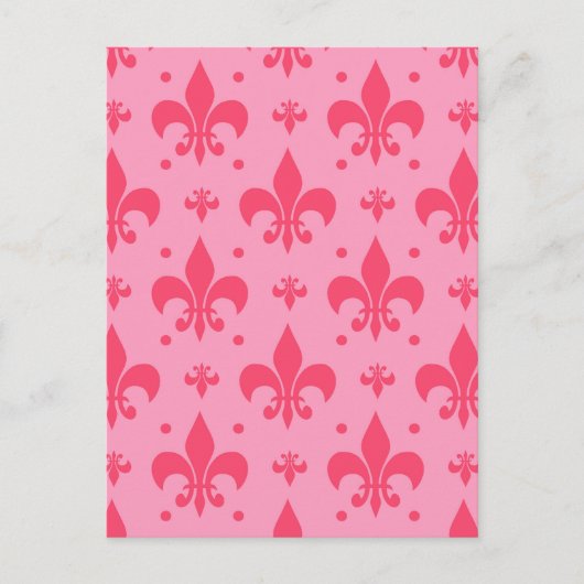 Roze Fleur-de-lis-patroonontwerp  Briefkaart (Voorkant)