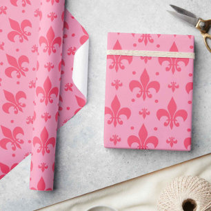 Roze Fleur-de-lis Patroonontwerp Cadeaupapier
