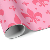 Roze Fleur-de-lis Patroonontwerp Cadeaupapier (Rol Hoek)