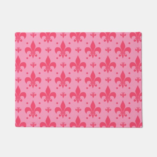 Roze Fleur-de-lis Patroonontwerp Deurmat (Voorkant)