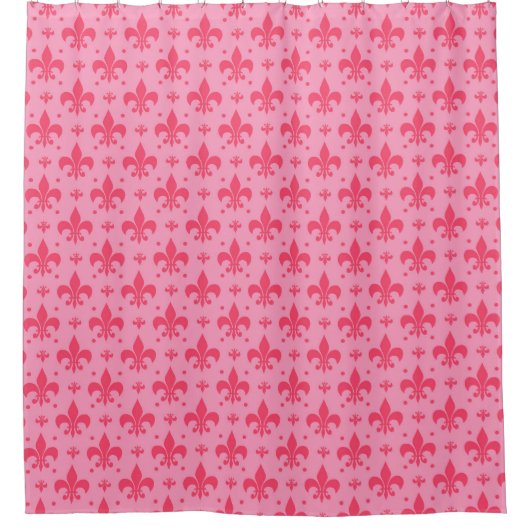 Roze Fleur-de-lis Patroonontwerp Douchegordijn (Voorkant)