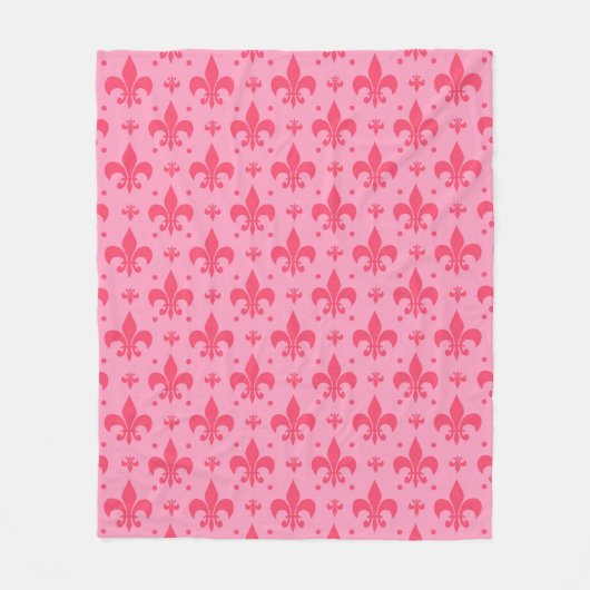 Roze Fleur-de-lis Patroonontwerp Fleece Deken (Voorkant)