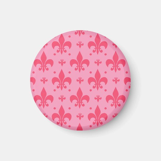 Roze Fleur-de-lis Patroonontwerp Magneet (Voorkant)