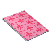Roze Fleur-de-lis Patroonontwerp Notitieboek (Rechterzijde)