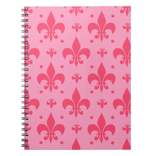 Roze Fleur-de-lis Patroonontwerp Notitieboek (Voorkant)