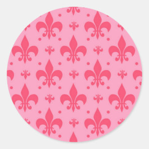 Roze Fleur-de-lis Patroonontwerp Ronde Sticker