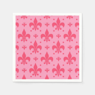 Roze Fleur-de-lis Patroonontwerp Servet