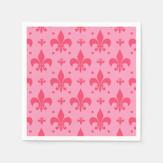 Roze Fleur-de-lis Patroonontwerp Servet (Voorkant)