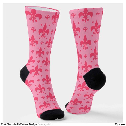 Roze Fleur-de-lis Patroonontwerp Sokken