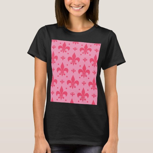 Roze Fleur-de-lis Patroonontwerp T-shirt (Voorkant)