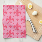 Roze Fleur-de-lis Patroonontwerp Theedoek (Quarter Fold)