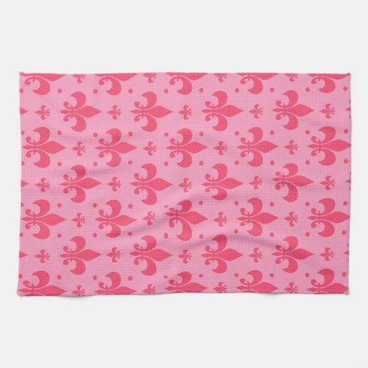 Roze Fleur-de-lis Patroonontwerp Theedoek (Horizontaal)