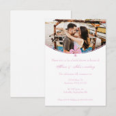 Roze Fleur de Lis Photo Vrijgezellenfeest Invite Kaart (Voorkant / Achterkant)