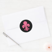Roze Fleur de Lis Ronde Sticker (Envelop)