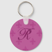Roze Fleur De Lis Sleutelhanger (Voorkant)