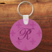 Roze Fleur De Lis Sleutelhanger (Voorkant)